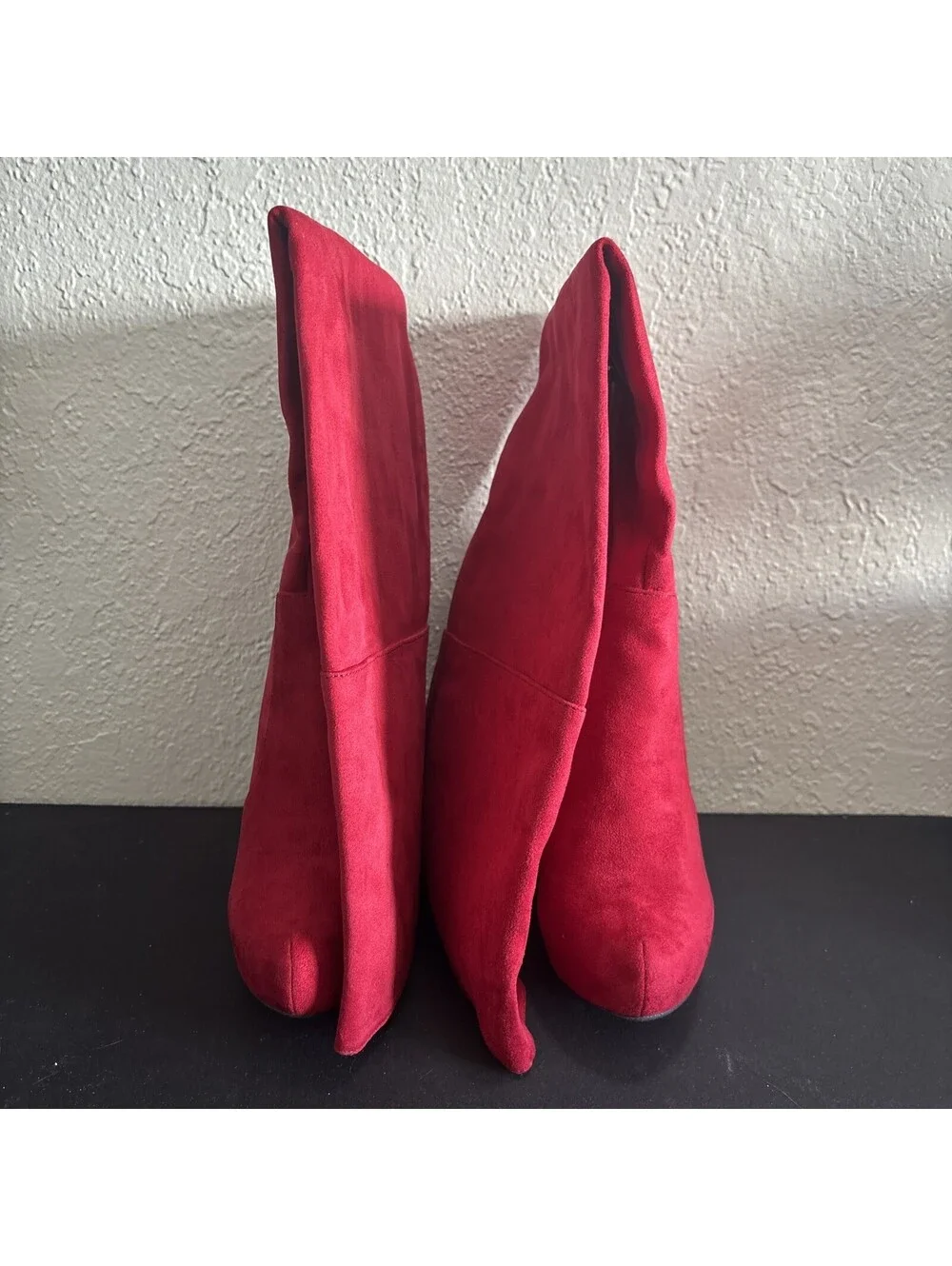 Wild Diva Lounge Red Faux Suede Thigh High Boots High Heels Stiletto Size 6.5